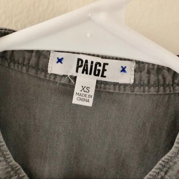 Paige Sophia Chambray Shirt Womens XS London Sky Gray Button Down Casual Classic - Picture 5 of 9